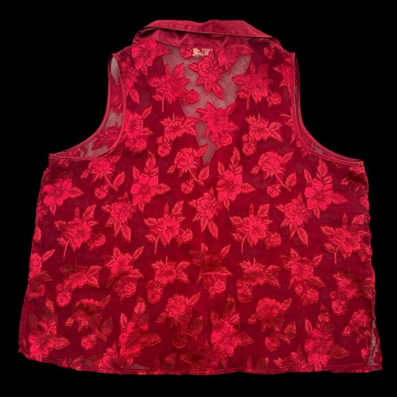 Secret Treasures Red Sheer Lace Vest - Picture 2 of 7